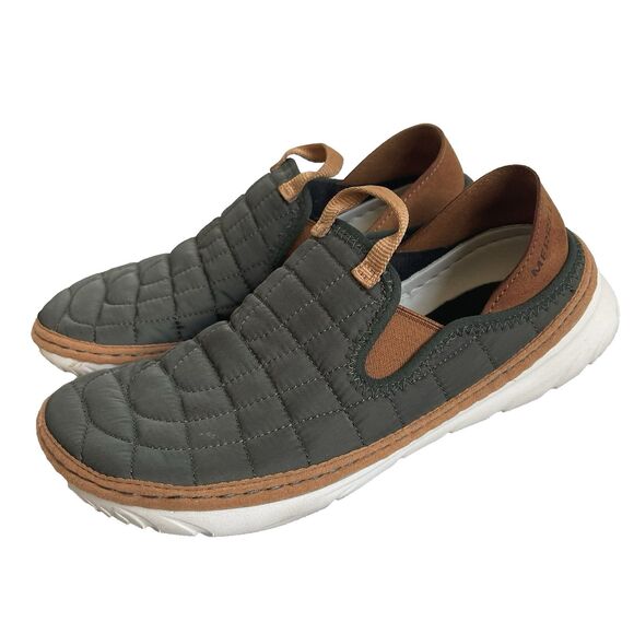 Merrell Women's Hut Moc Quilted Flats Comfort Shoes Slip On US 6 Olive Green - Picture 1 of 12